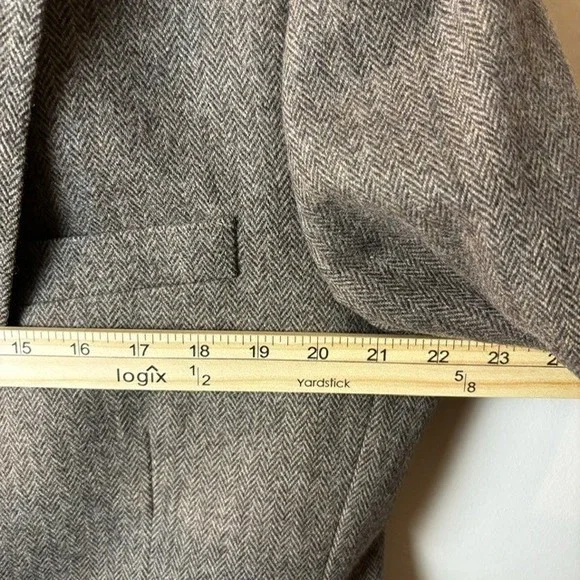 Mens‎ J Crew 44L Wool Blend Herringbone Blazer Sport Jacket Brown Two Button